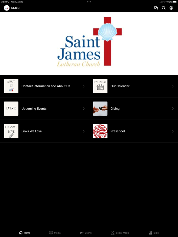 Saint James Lutheran Church iPad screenshot 1 - Education app
