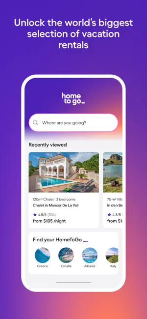 Vacation Rentals - HomeToGo screenshot 1