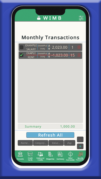 WIMB - Personal Finance App Screenshot