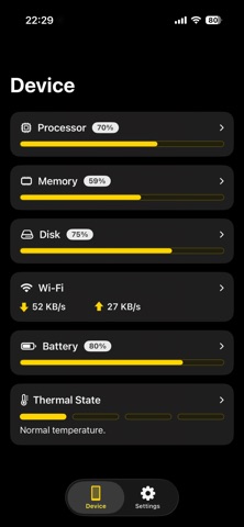 Stats Panel - System Monitor iPhone screenshot