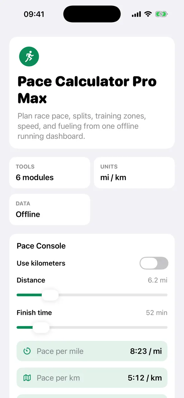 Screenshot #1 pour Pace Calculator Pro Max