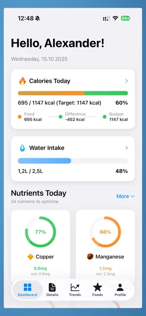 NutriBenchmark screenshot 1