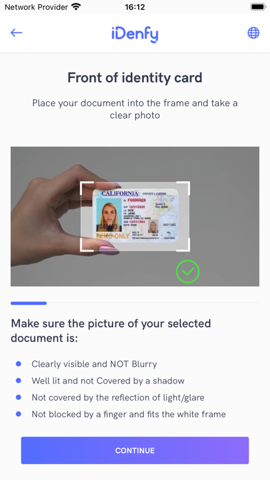 iDenfy Identity Verification Screenshot