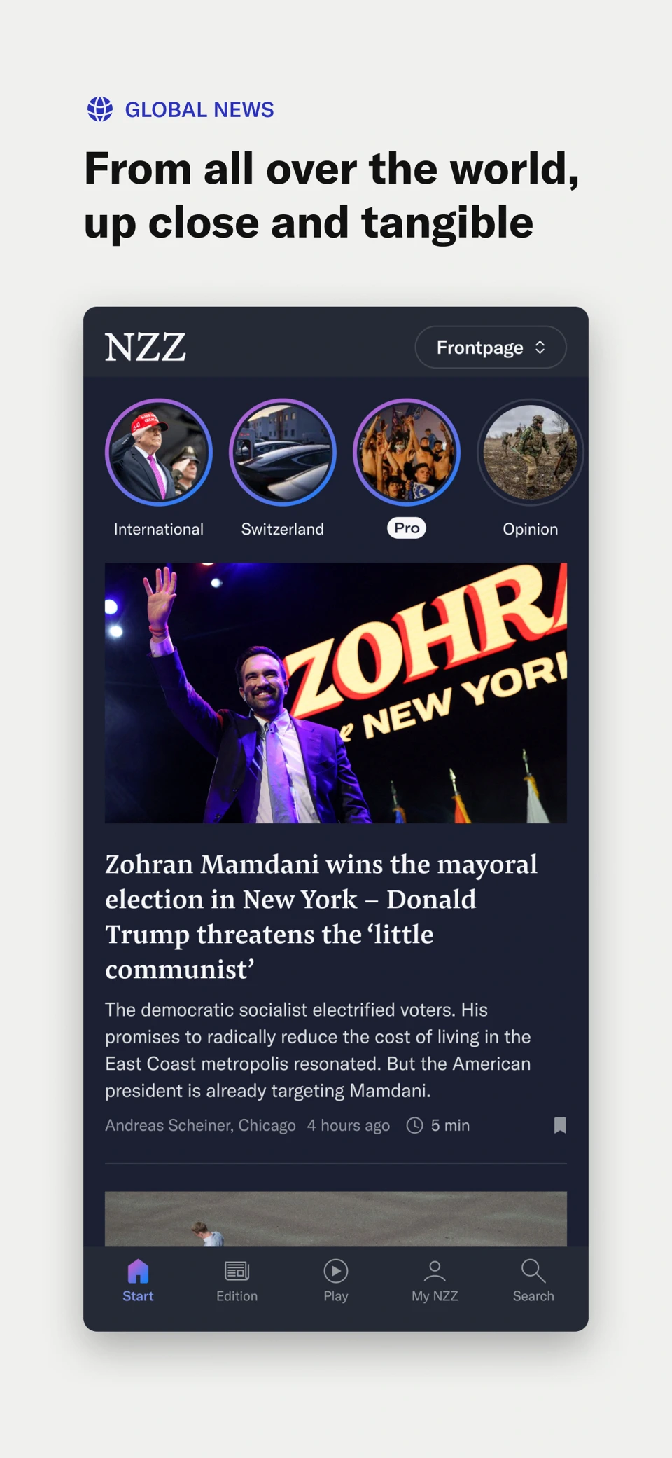 NZZ News screenshot