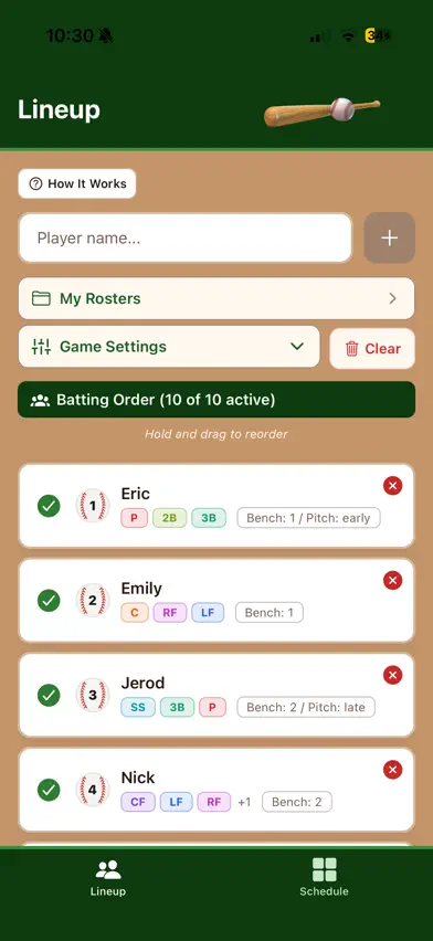 Fielding Scheduler screenshot 1