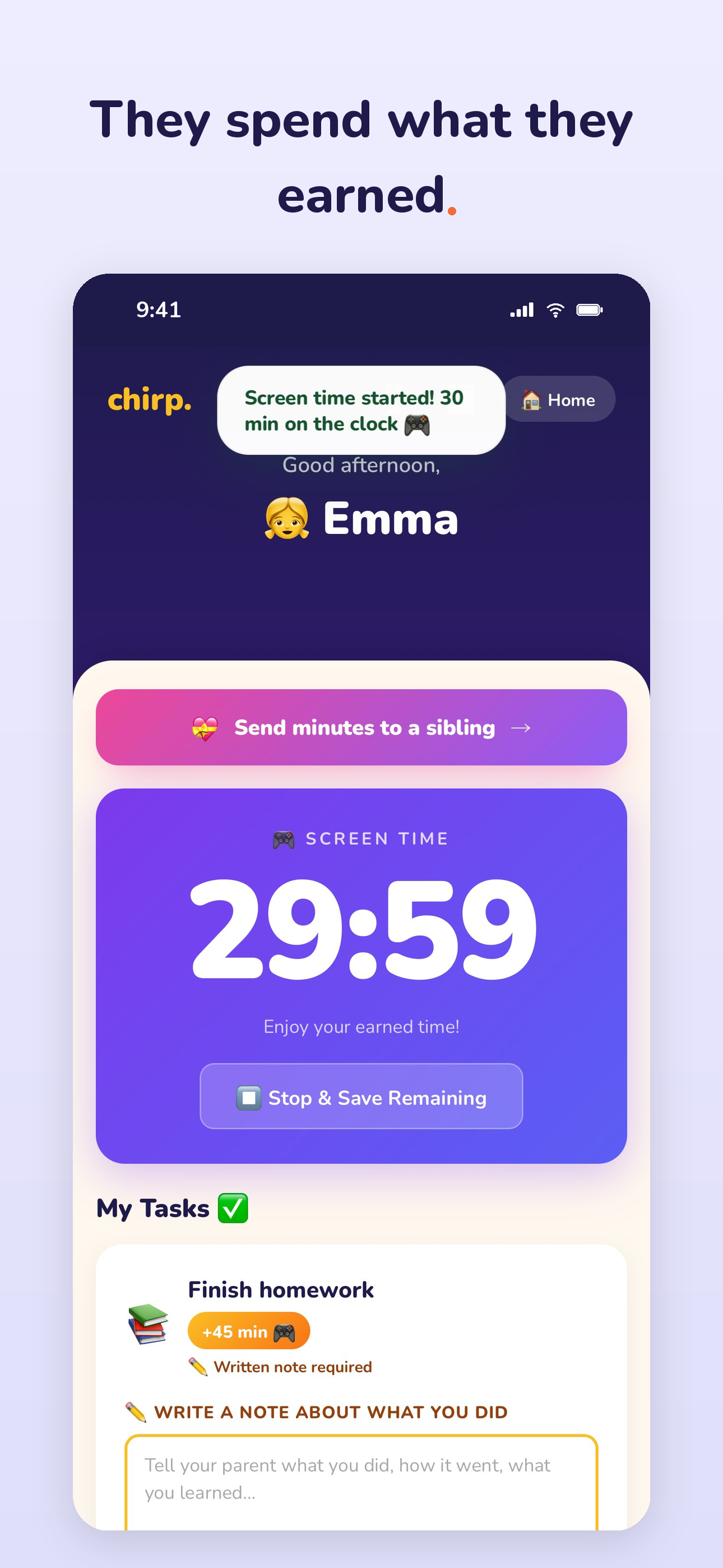 Chirp: Kids Earn Screen Time