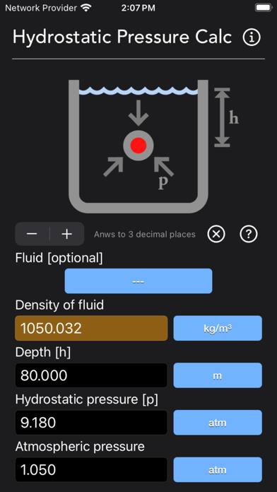 Hydrostatic Pressure Calc Screenshot