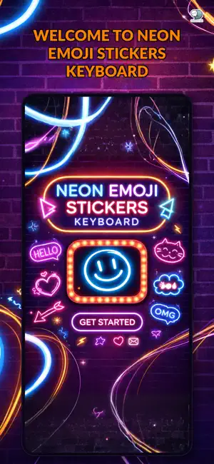 Neon Emoji Stickers Keyboard screenshot 1