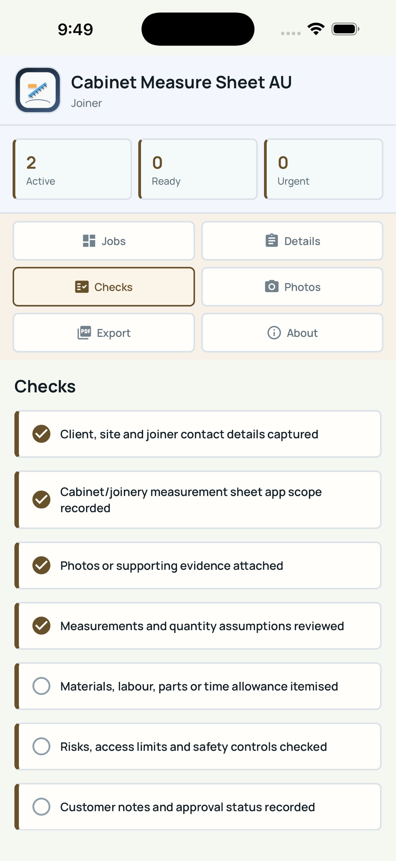 Screenshot 4 of Cabinet Measure Sheet AU