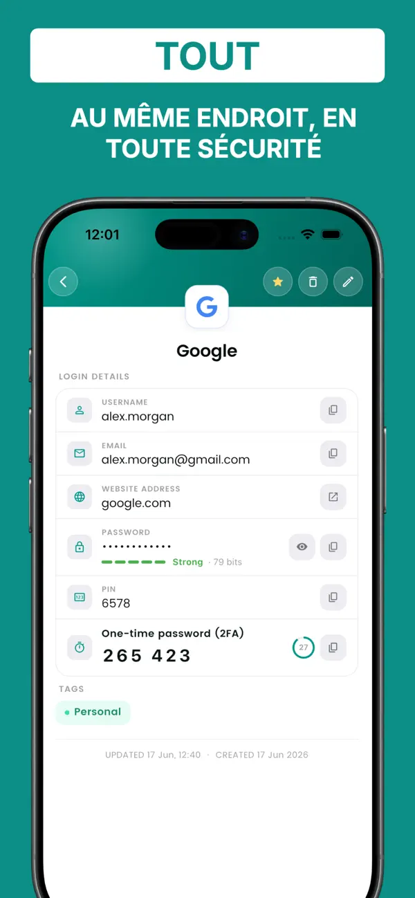 Screenshot #2 pour DroidPass: Mots de Passe