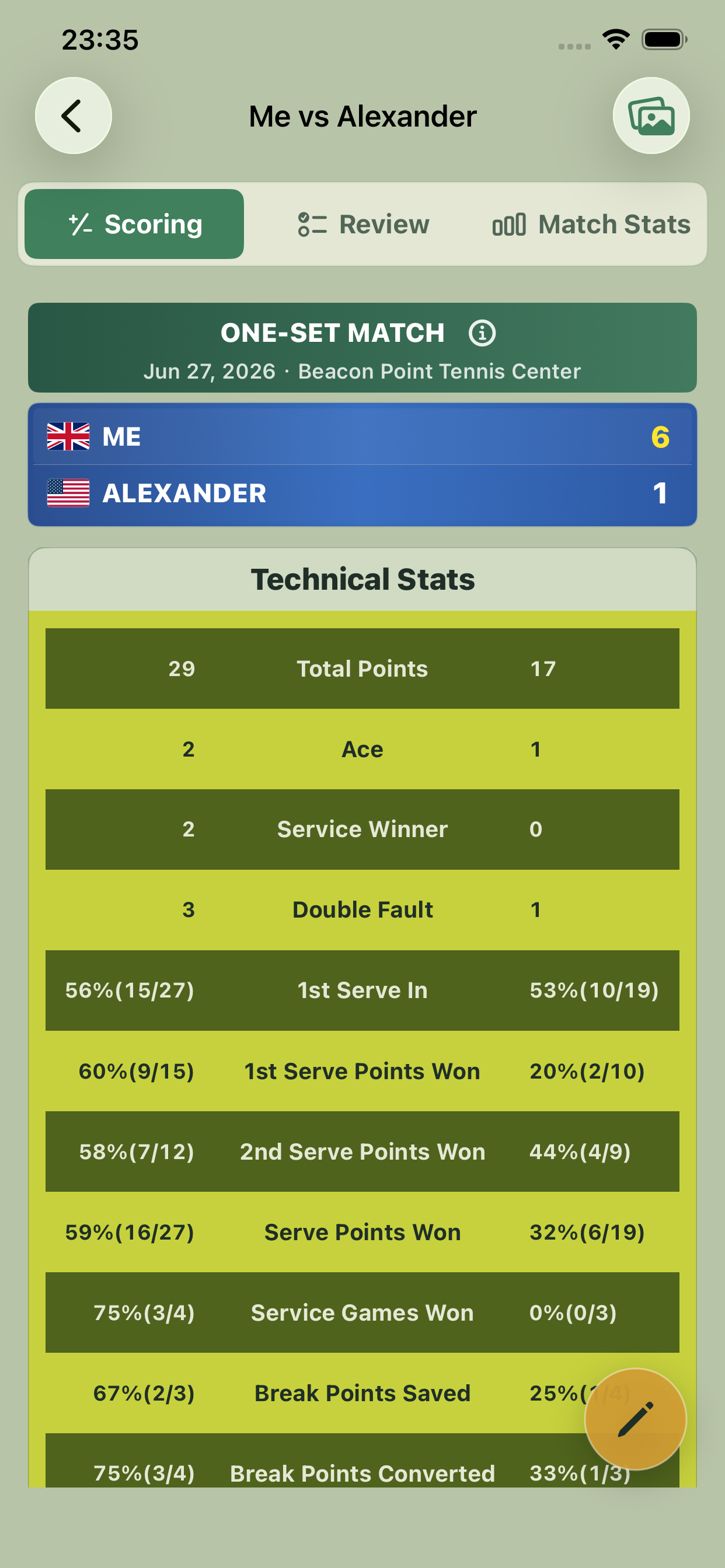 SmashNote Tennis Score screenshot 4
