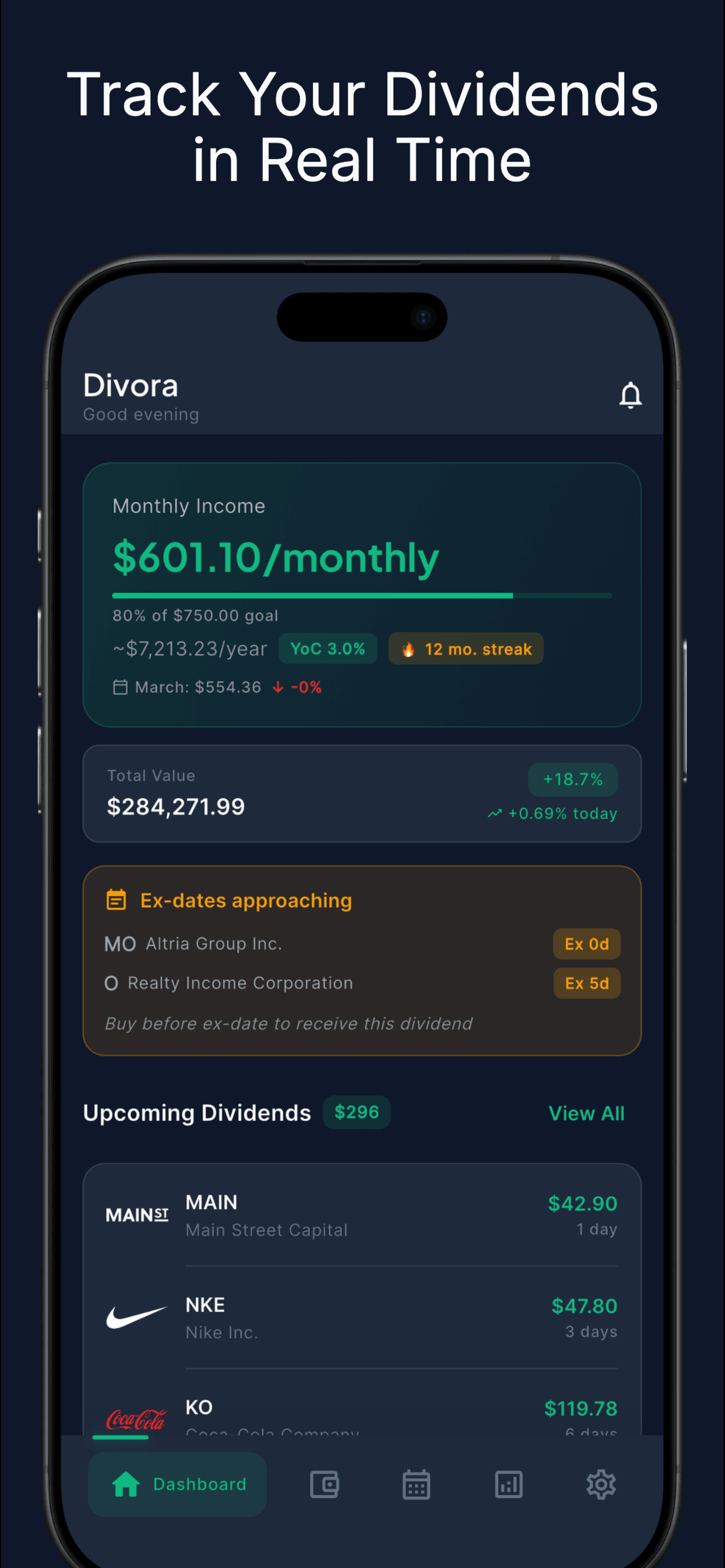 Divora: Dividend Tracker screenshot 1