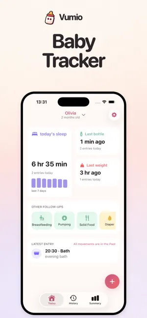 Newborn & Baby Tracker: Vumio screenshot 1
