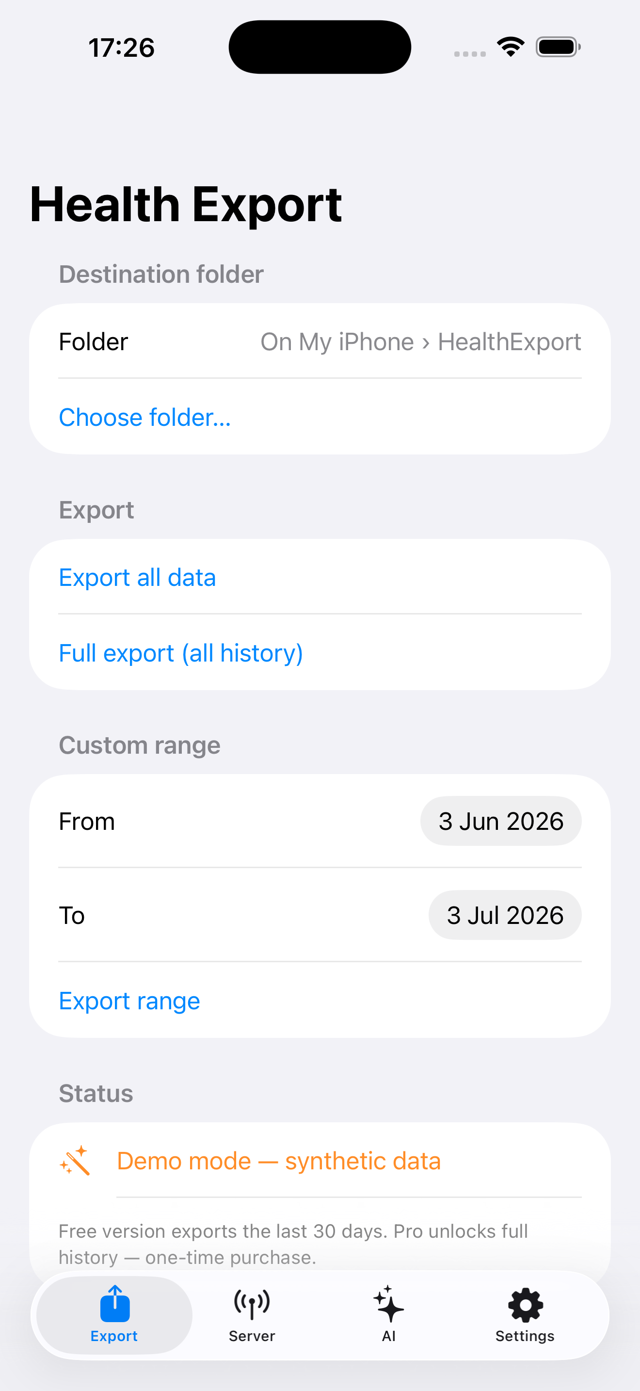 Health Export – JSON & CSV screenshot 5