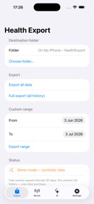 Health Export – JSON & CSV screenshot