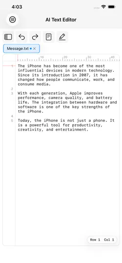 Скриншот AI Text Editor на iPhone 1