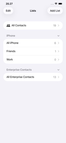 Enterprise Contacts iPhone screenshot