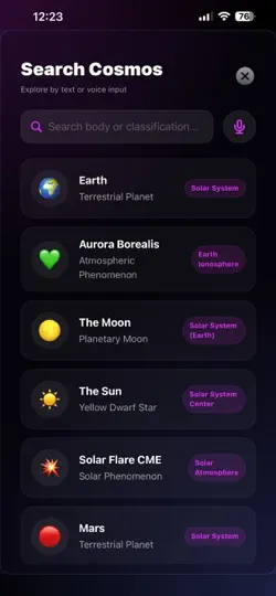 Captura de pantalla de Astrovex en iPhone 2