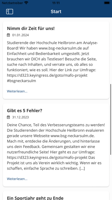 BSG Neckarsulm e.V. Screenshot