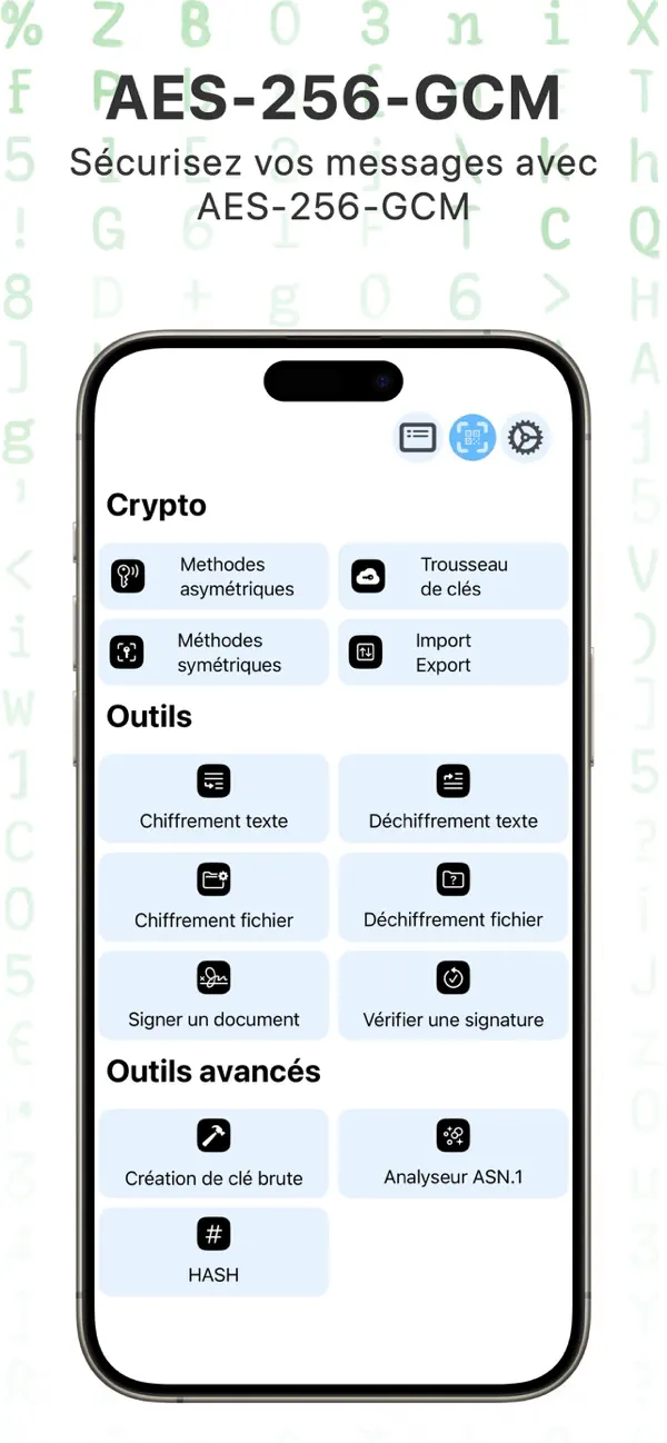 Screenshot #1 pour Crypto Outils (Dé)Chiffrement