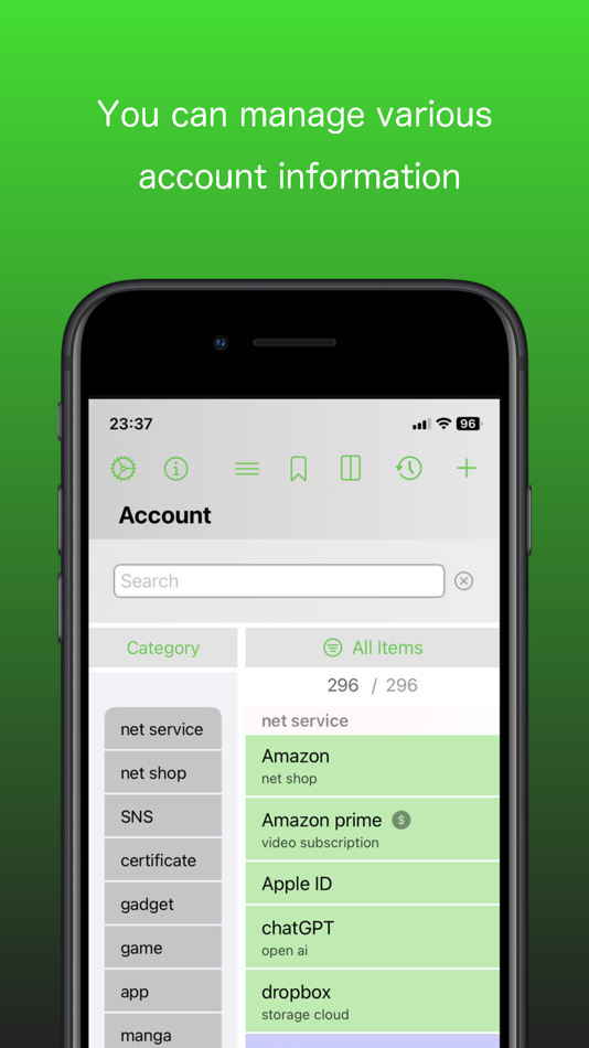 #1. Account - information manager (macOS) 来自: Hiroshi Kakuda