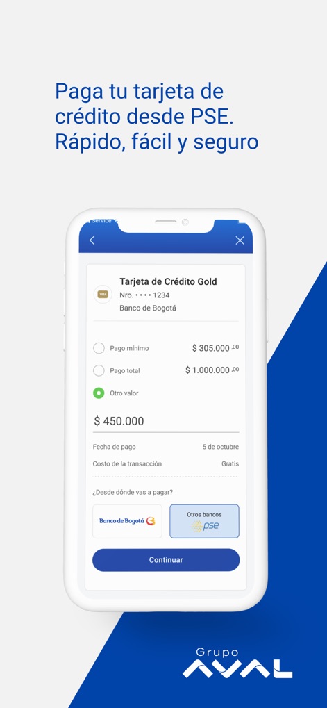 Banco de Bogotá - Prima del login, l'app offre comodi accessi diretti come il "Detalle de movimientos", permettendo anche agli utenti di "Ingresar con Face ID" per un'esperienza di accesso rapida e sicura.