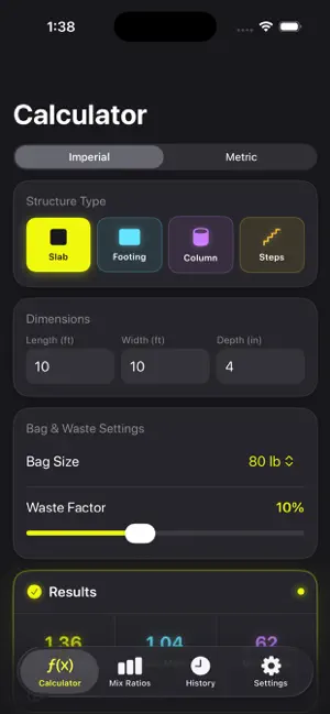Concrete: Mix Calculator screenshot 1