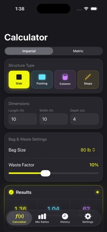 Concrete: Mix Calculator screenshot