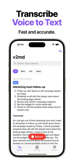 Transcribe Audio to Text: v2md screenshot 1