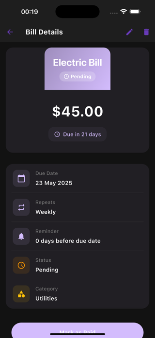 Bill Tracker Grand Screenshot 3 of 10
