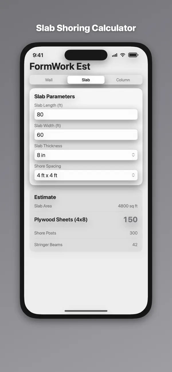 Screenshot #2 pour Concrete Formwork Estimator