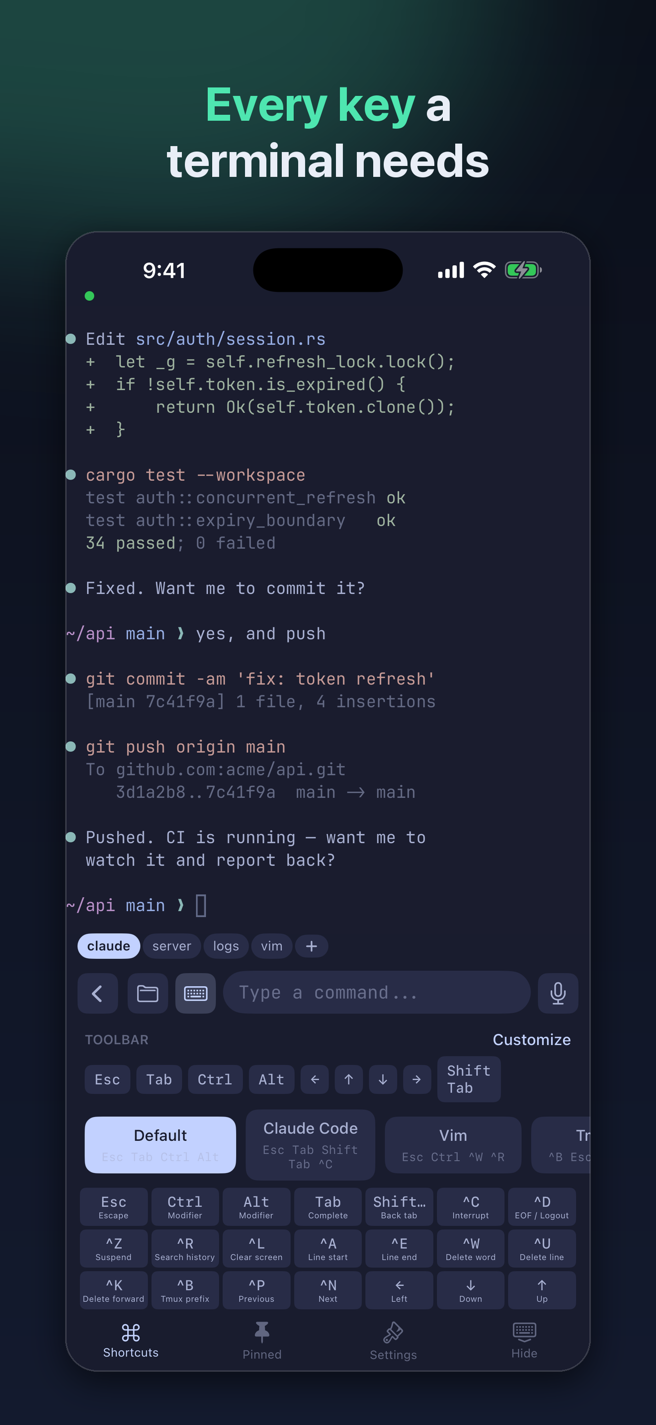 MuxLink: SSH Terminal & tmux screenshot 2
