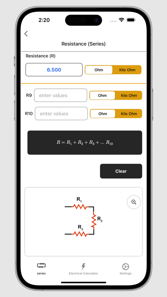 #4. Electrical Series Calculator (iOS) Podle: V PUGAZHENTHI