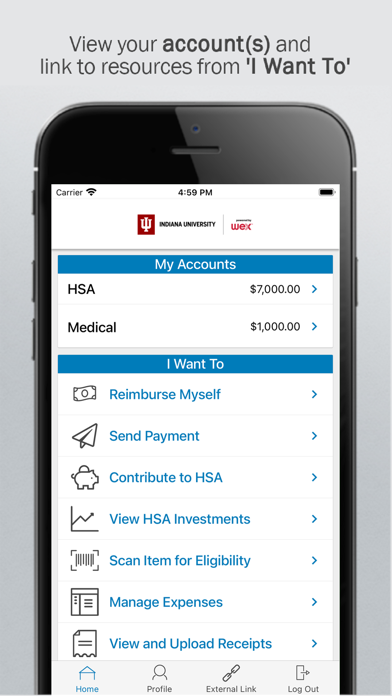 IU HSA/FSA Screenshot