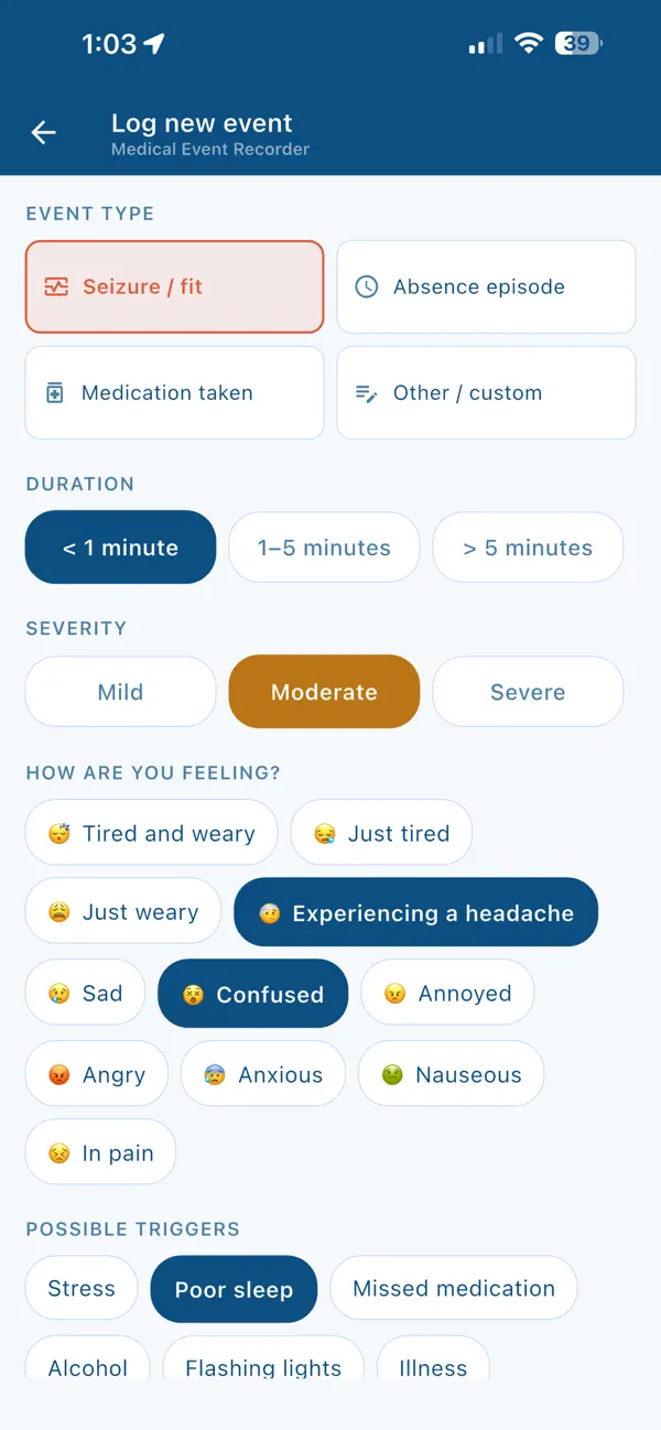 Screenshot #2 pour Medical Event Recorder