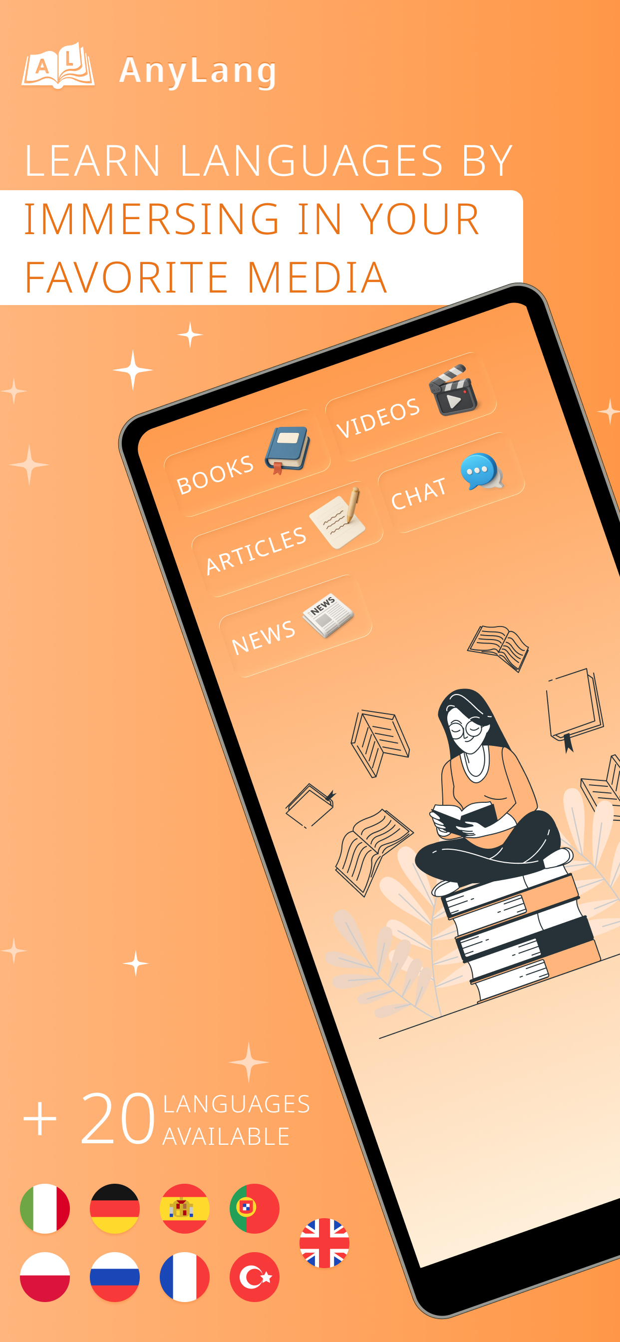 AnyLang: Read, watch & learn