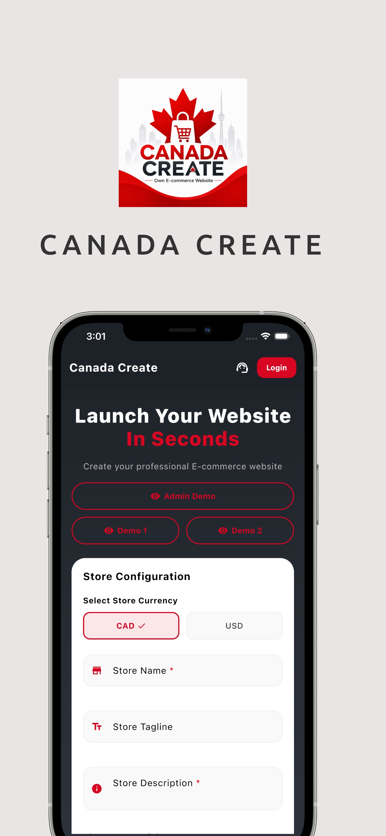 Screenshot 1 of Canada Create Ecommerce Store