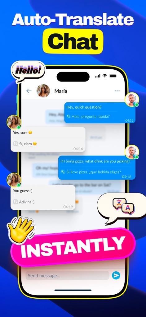 Olive - Make New Friends - The app offers an auto-translate chat feature, enabling effortless communication across language barriers and displaying original and translated messages.