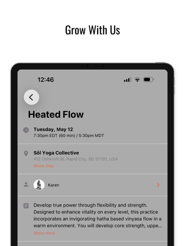Sōl Yoga Collective iPad screenshot