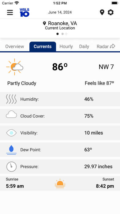 WSLS 10 Roanoke Weather Screenshot