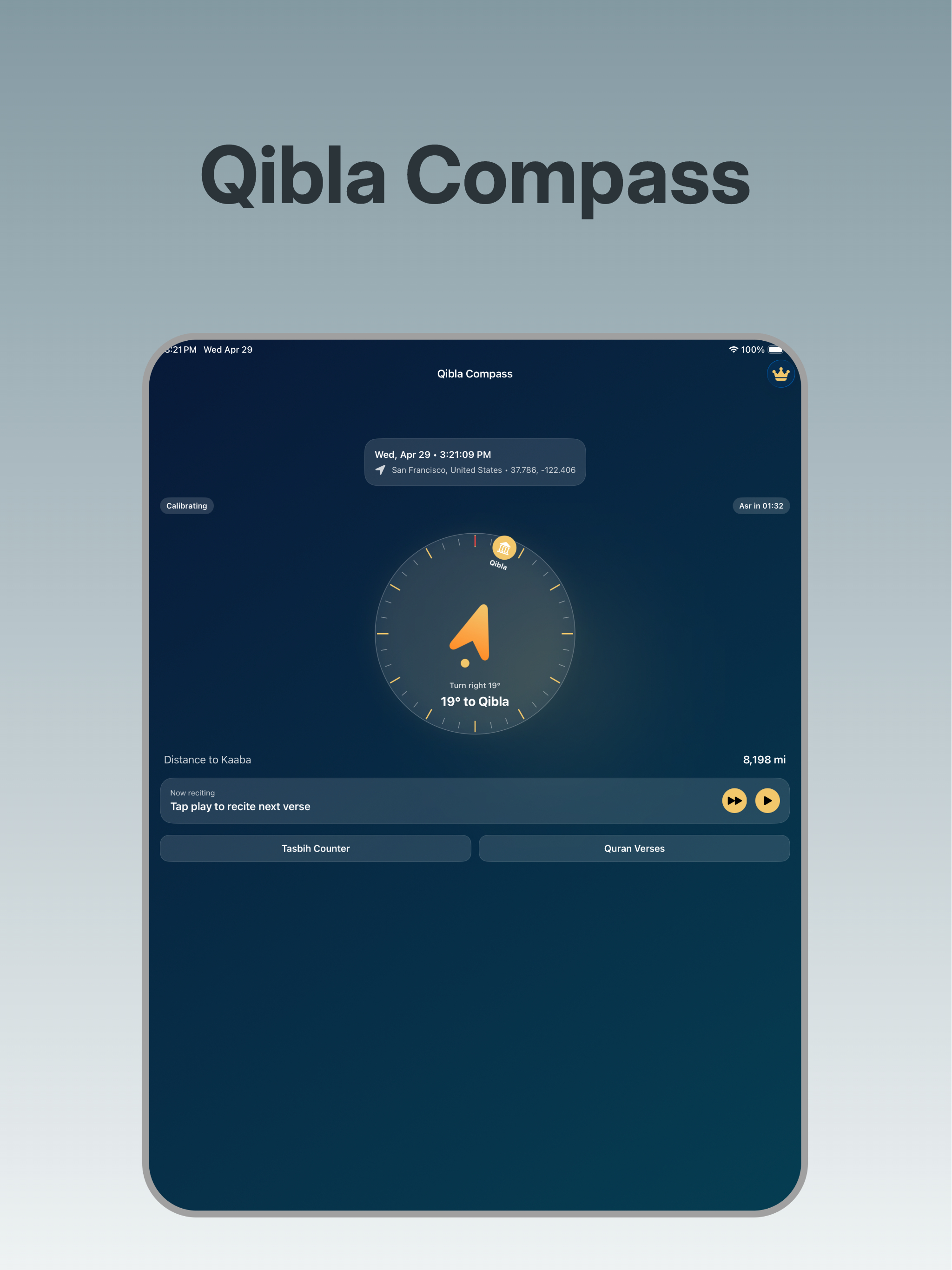 Qibla Compass-Tasbih Counter