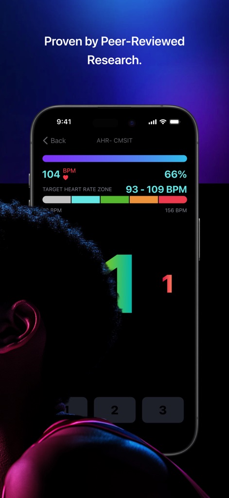 Soma NPT - 이 앱은 심박수와 목표 심박수 영역을 표시하여 사용자의 생체 반응을 모니터링하며, 집중력 향상을 위한 대형 숫자 시각 자극을 제공합니다.