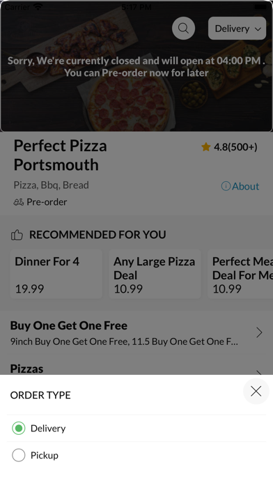 Perfect Pizza Portsmouth. Screenshot