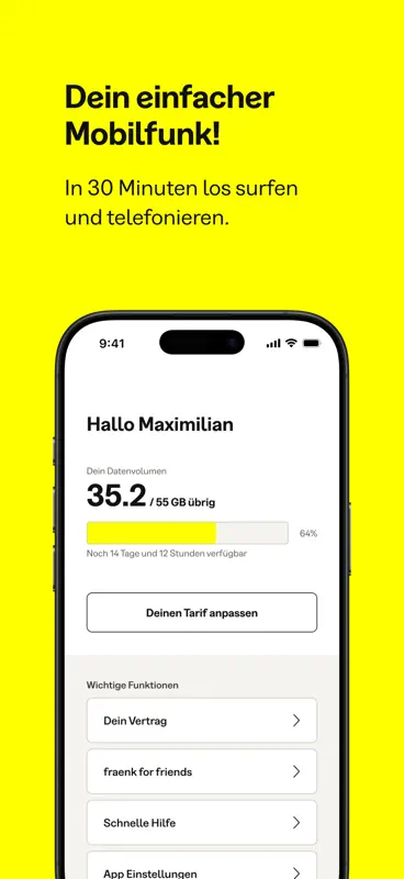 fraenk: Die Mobilfunk App screenshot 1 of 8