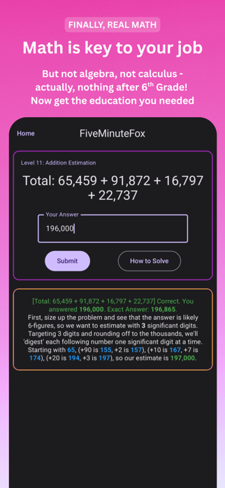 FiveMinuteFox: Mental Math Screenshot 2 of 6