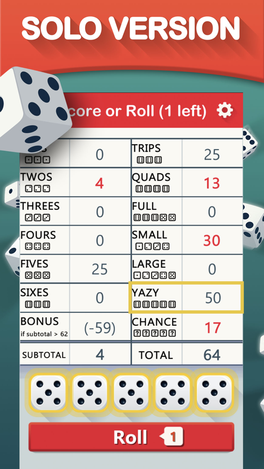 #1. Yazy yatzy dice game (iOS) By: Fiogonia Games