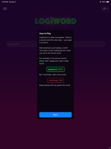 Logiword iPad screenshot