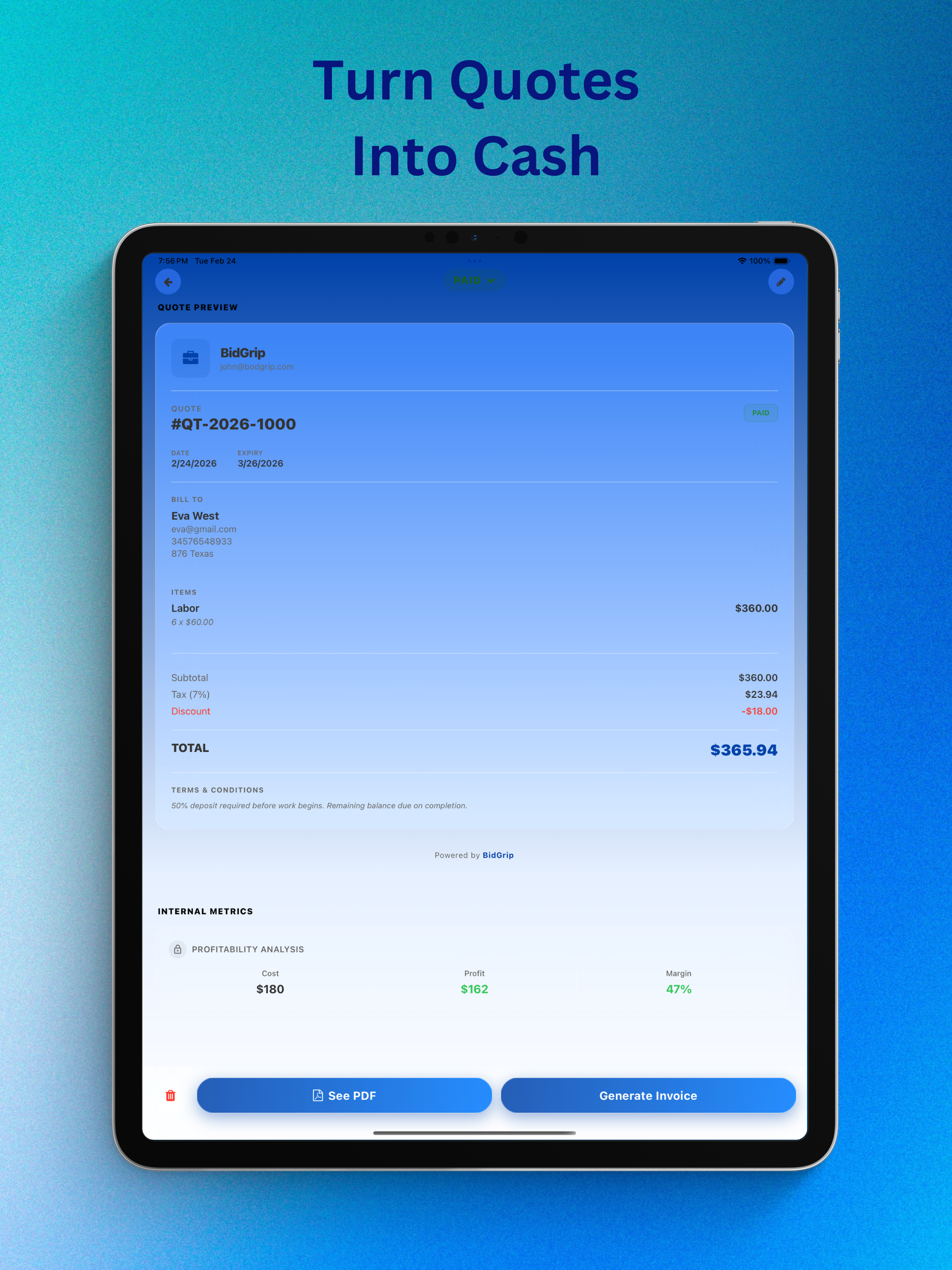 BidGrip: Quote & Invoice Maker screenshot 13