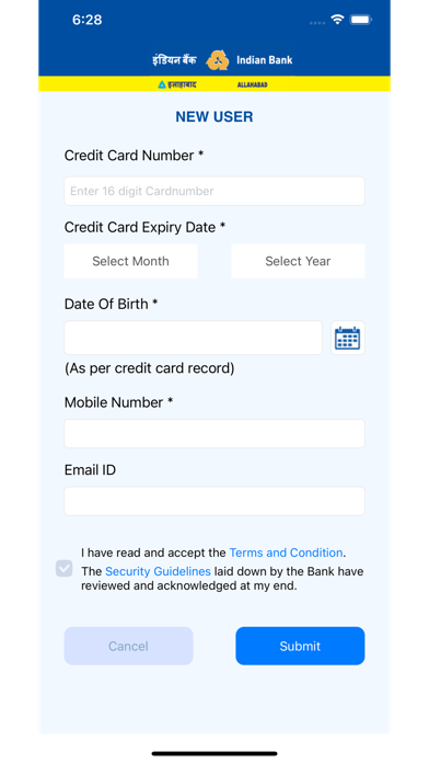 Indian Bank Credit Card Screenshot