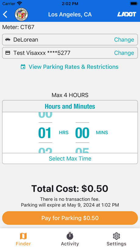 Park Smarter App Store screenshot 3, no headline. The app itself is the background.
